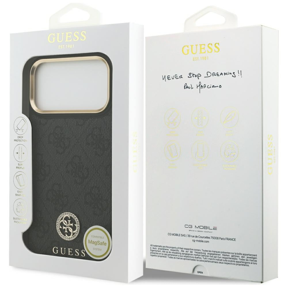Guess 4G Strass Logo MagSafe Case til iPhone 17 Pro Max - sort