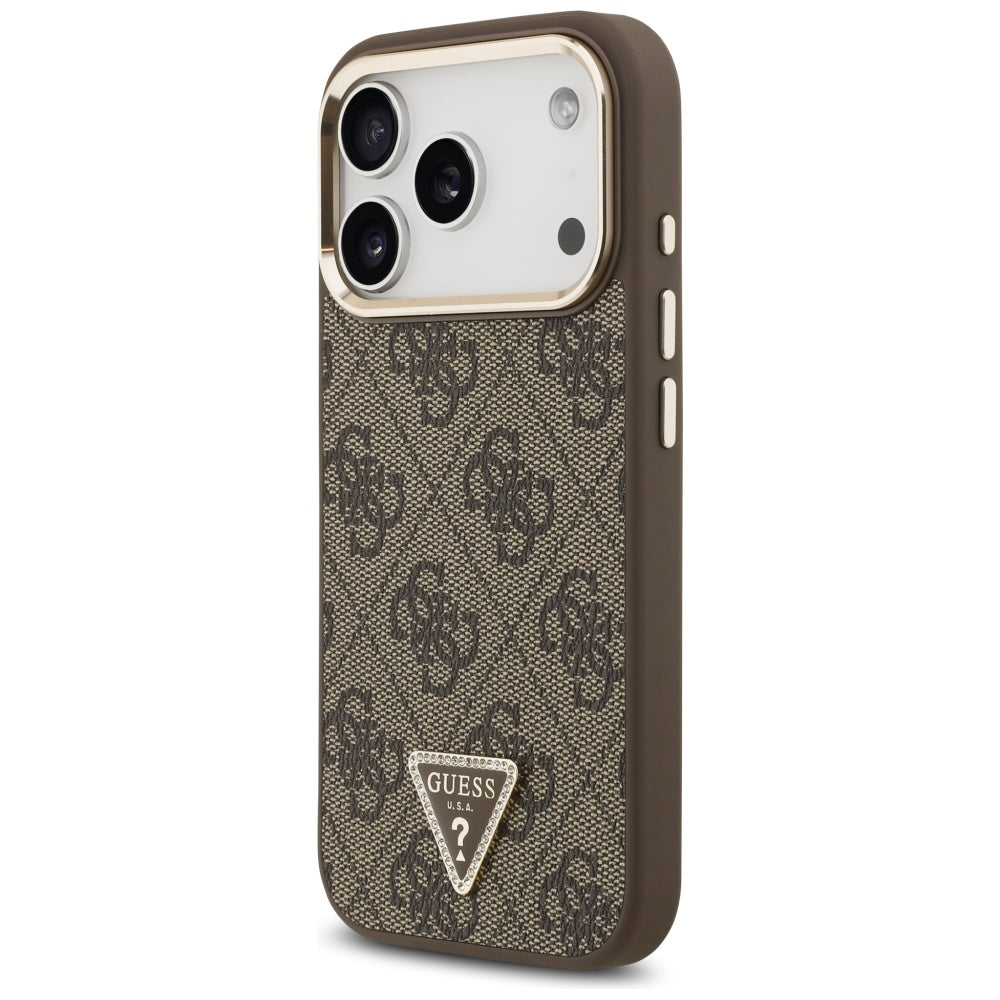 Guess 4G Triangle Logo MagSafe Case til iPhone 17 Pro - Brunt og Guld