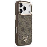 Guess 4G Triangle Logo MagSafe Case til iPhone 17 Pro - Brunt og Guld