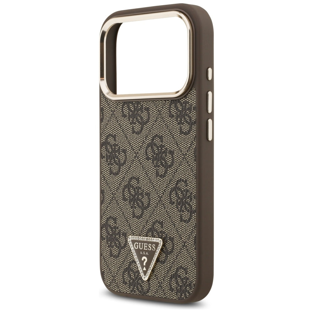 Guess 4G Triangle Logo MagSafe Case til iPhone 17 Pro - Brunt og Guld
