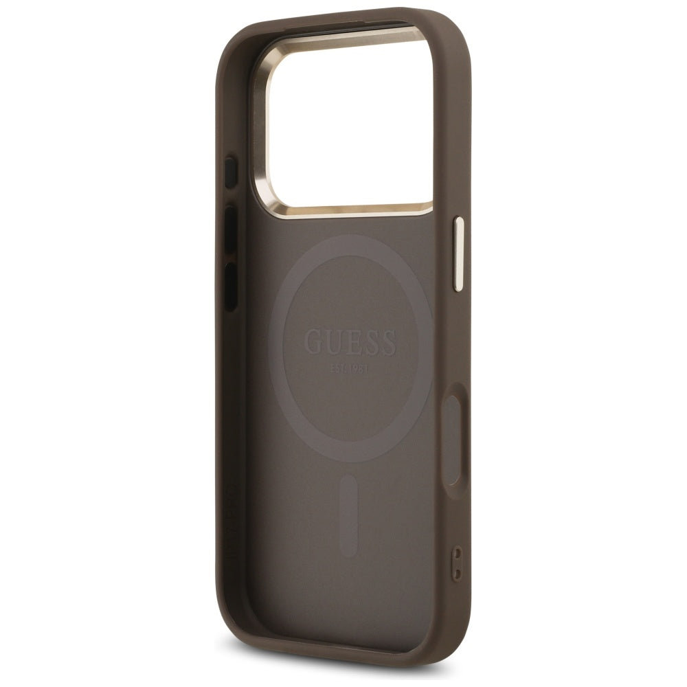 Guess 4G Triangle Logo MagSafe Case til iPhone 17 Pro - Brunt og Guld