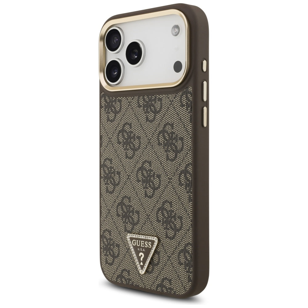 Guess 4G Triangle Logo MagSafe Case til iPhone 17 Pro Max - Brunt & Guld