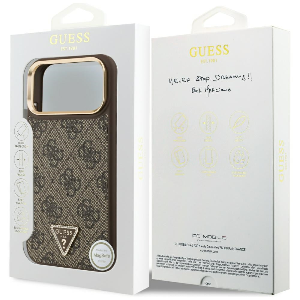 Guess 4G Triangle Logo MagSafe Case til iPhone 17 Pro Max - Brunt & Guld