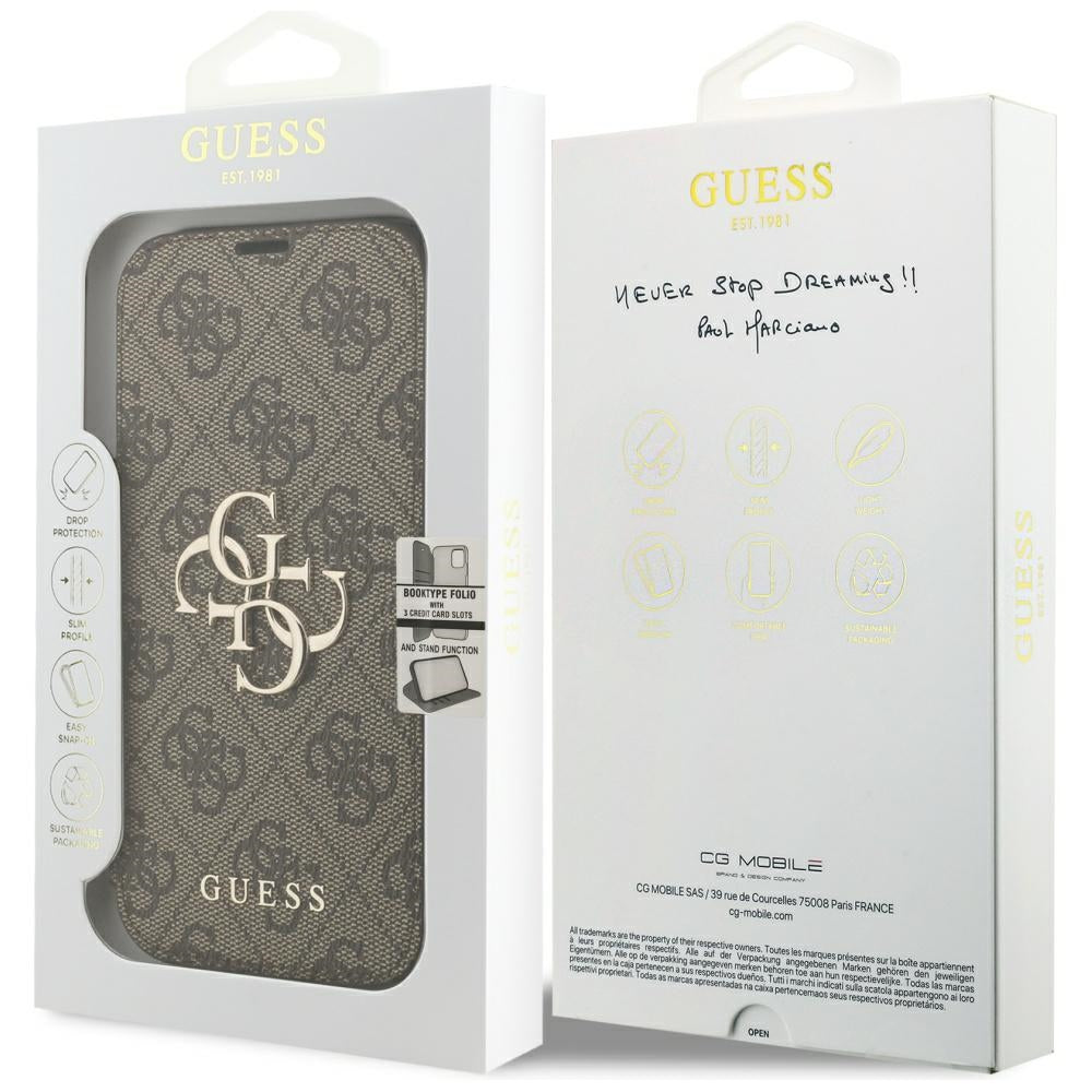 Guess Book 4G Metal Logo Case til iPhone 17 Pro - Brunt