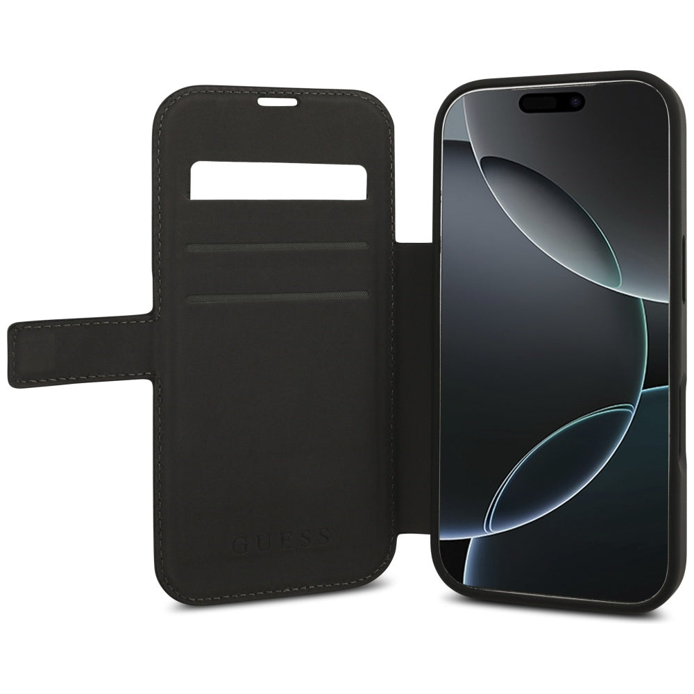 Guess Book 4G Metal Logo Case til iPhone 17 Pro - sort