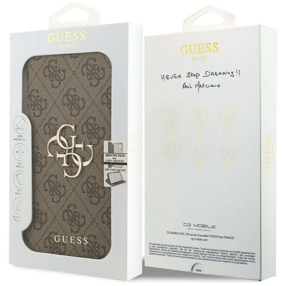 Guess Book 4G Metal Logo Case til iPhone 17 Pro Max - Brunt