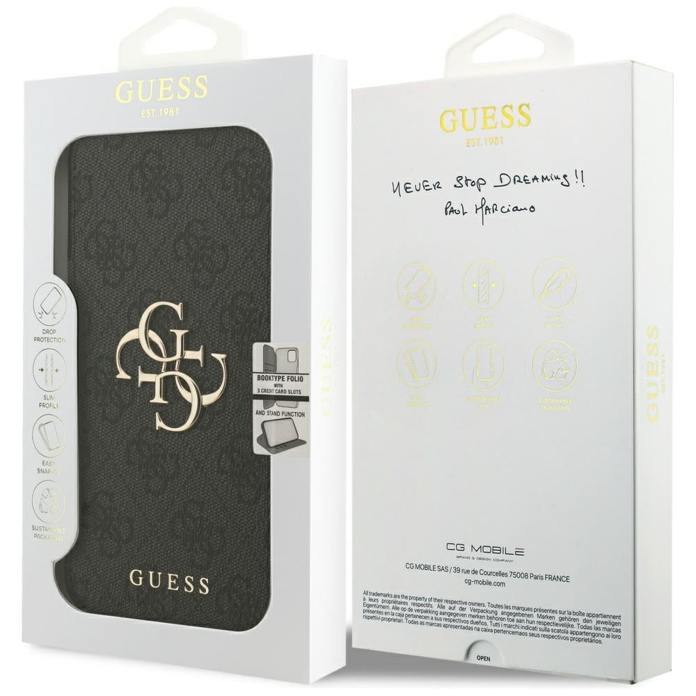 Guess Book 4G Metal Logo Case til iPhone 17 Pro Max - sort
