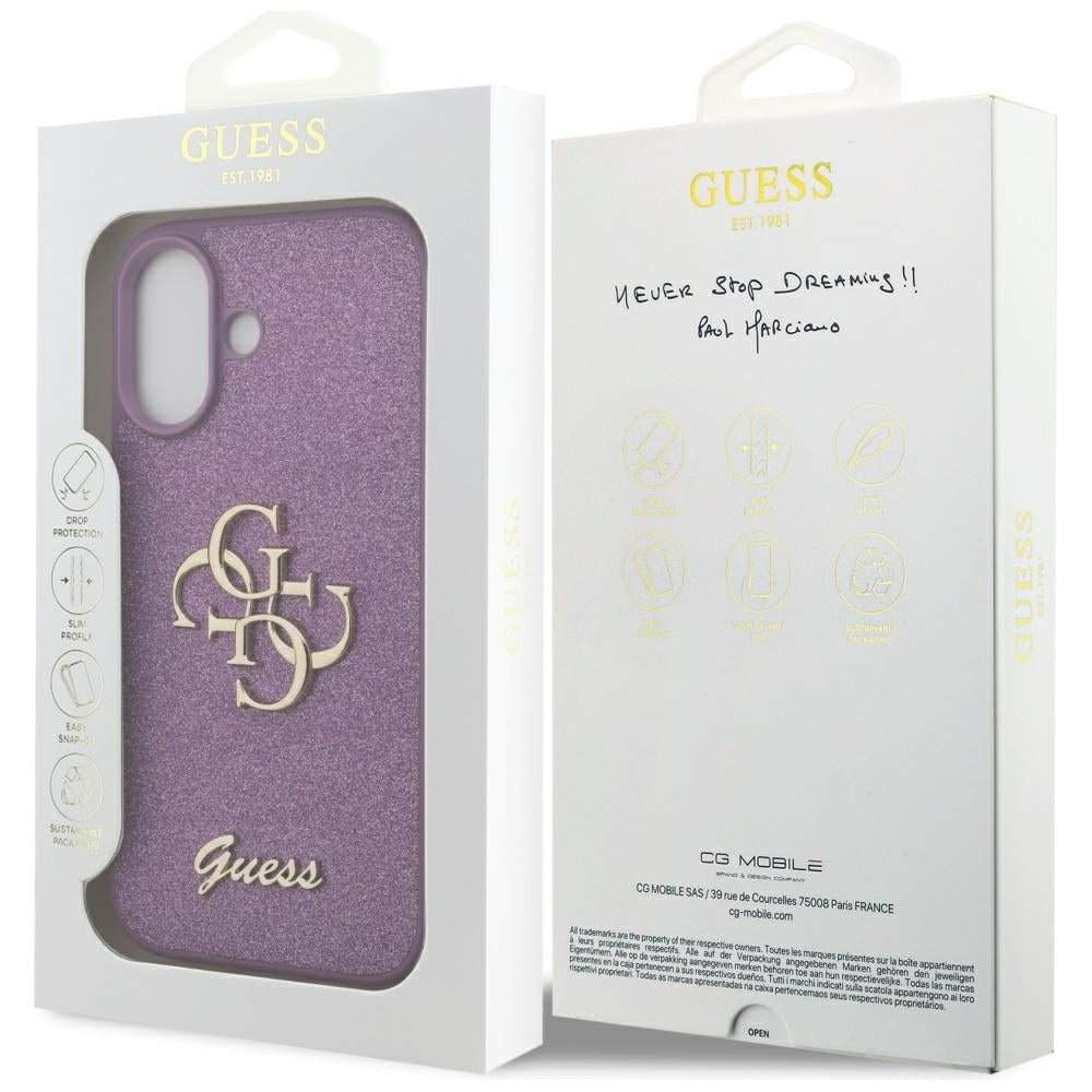 Guess Fixed Glitter Big 4G case til iPhone 17 - lilla