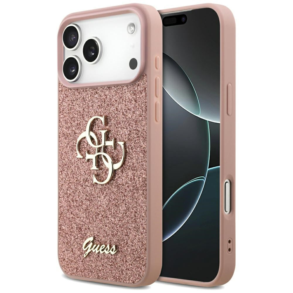 Guess Fixed Glitter Big 4G Case til iPhone 17 Pro Max - Pink