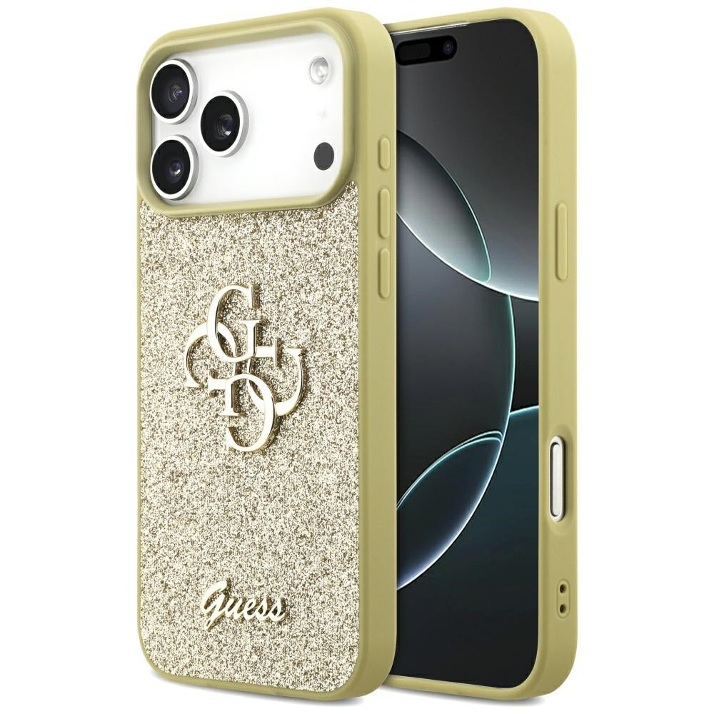 Guess Fixed Glitter Big 4G-hylster til iPhone 17 Pro Max - guld