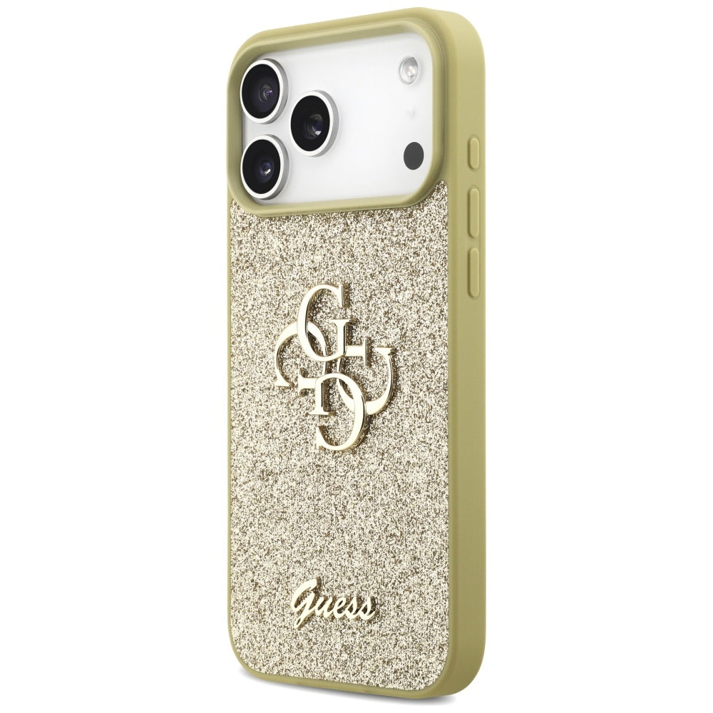 Guess Fixed Glitter Big 4G-hylster til iPhone 17 Pro Max - guld
