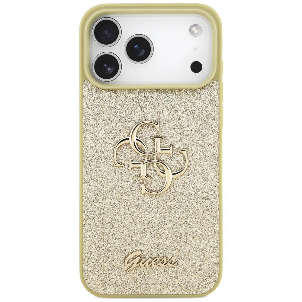 Guess Fixed Glitter Big 4G-hylster til iPhone 17 Pro Max - guld