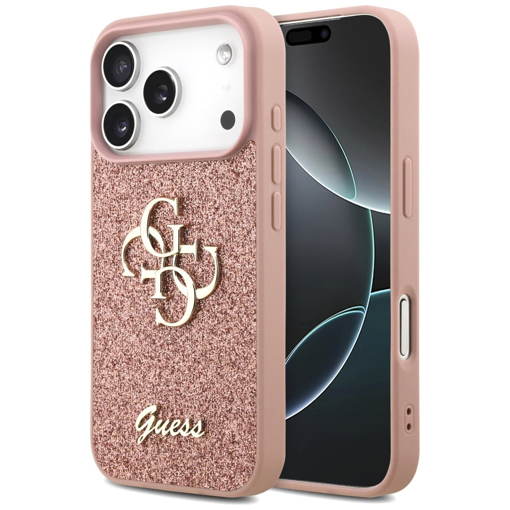 Guess Fixed Glitter Big 4G Case til iPhone 17 Pro - Pink