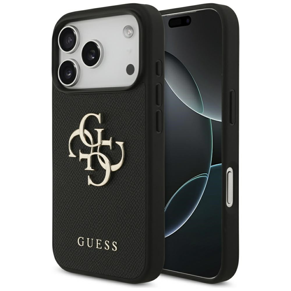 Guess Grained Big 4G & Classic Logo-kasse til iPhone 17 Pro - sort