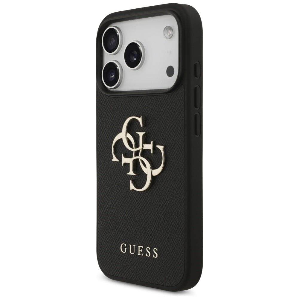 Guess Grained Big 4G & Classic Logo-kasse til iPhone 17 Pro - sort