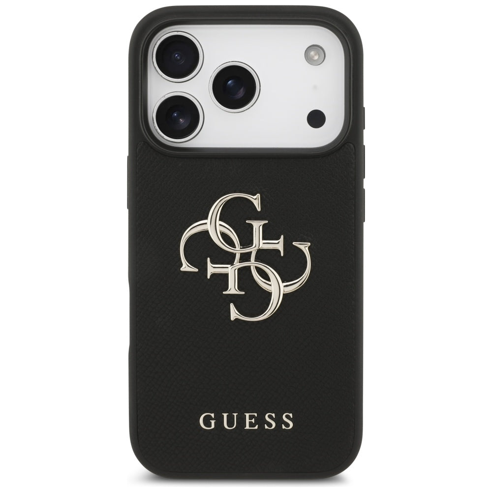 Guess Grained Big 4G & Classic Logo-kasse til iPhone 17 Pro - sort