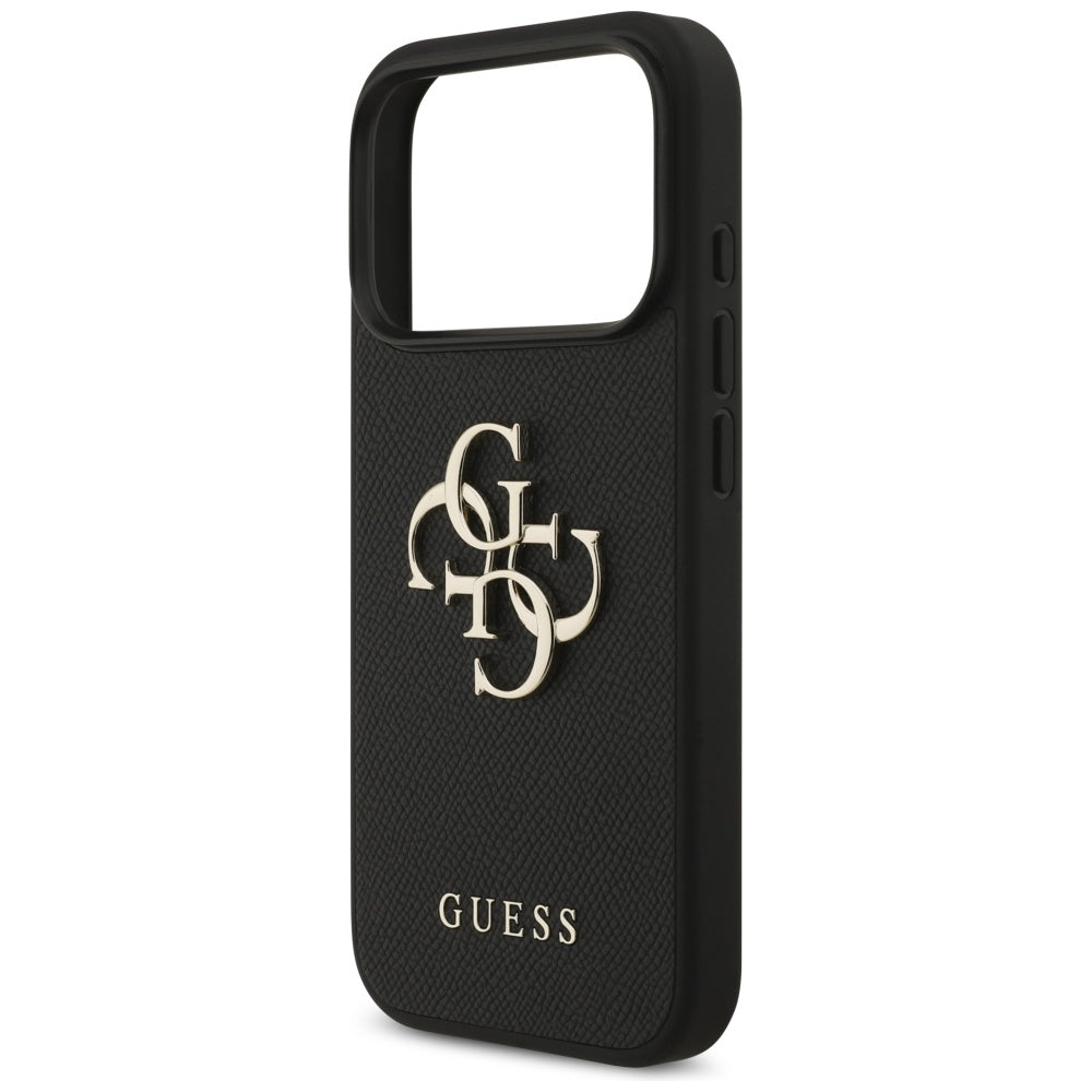 Guess Grained Big 4G & Classic Logo-kasse til iPhone 17 Pro - sort