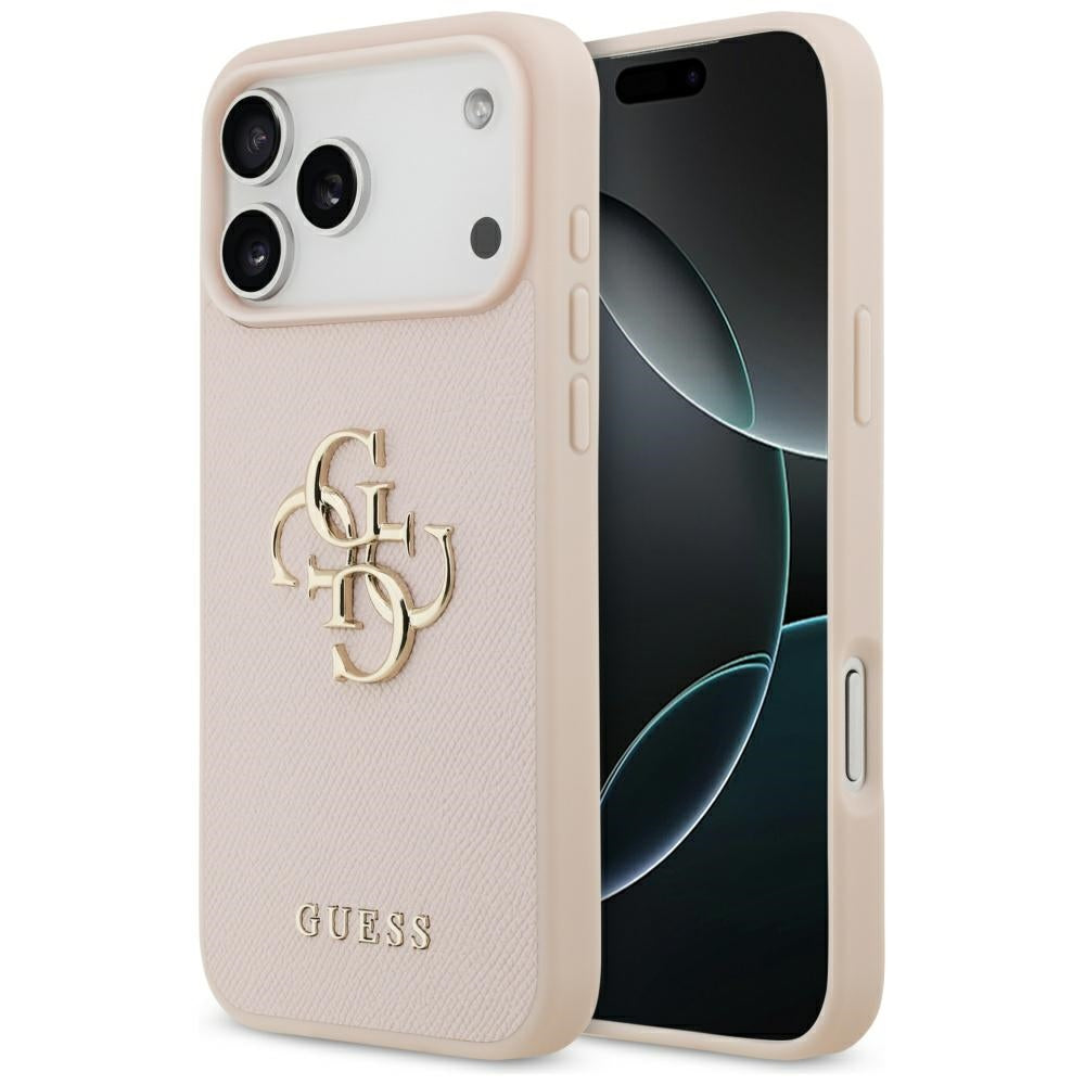Guess Grained Big 4G & Classic Logo Case til iPhone 17 Pro Max - Pink