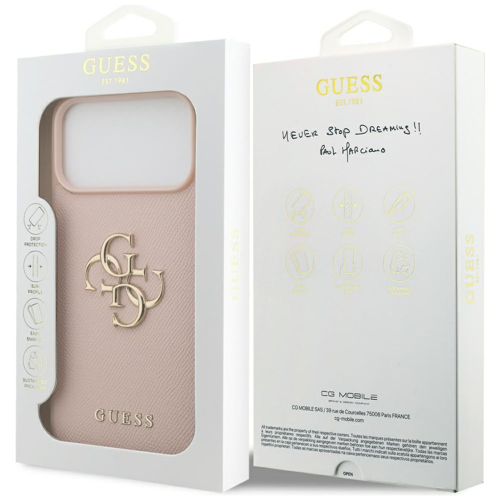 Guess Grained Big 4G & Classic Logo Case til iPhone 17 Pro Max - Pink
