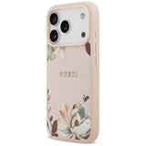 Guess Grained Flowers Classic Logo MagSafe Case til iPhone 17 Pro - Pink