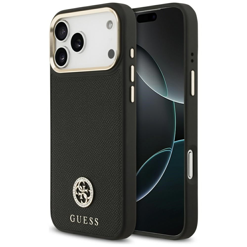 Guess Grained Strass Logo MagSafe-fodral til iPhone 17 Pro Max - sort
