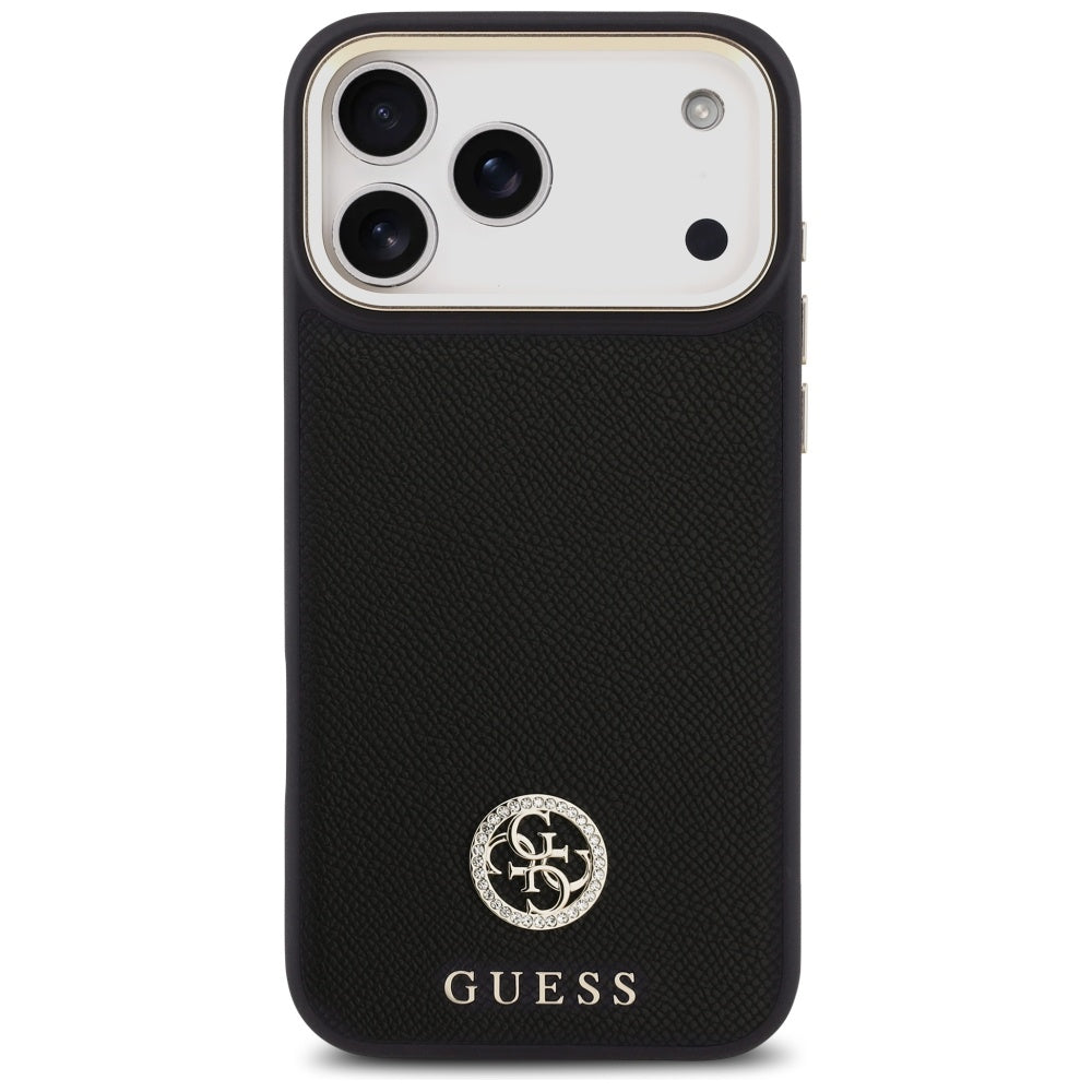 Guess Grained Strass Logo MagSafe-fodral til iPhone 17 Pro Max - sort