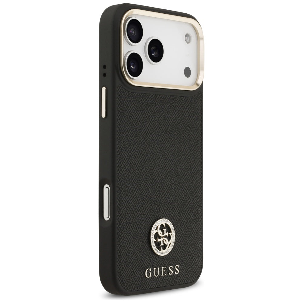Guess Grained Strass Logo MagSafe-fodral til iPhone 17 Pro Max - sort