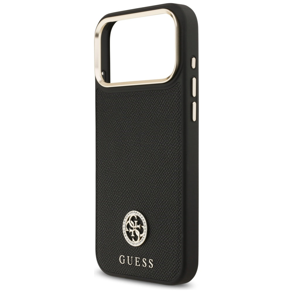 Guess Grained Strass Logo MagSafe-fodral til iPhone 17 Pro Max - sort