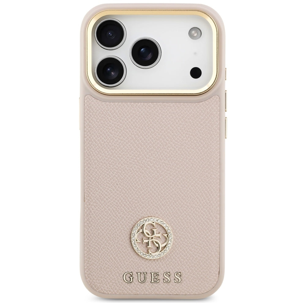 Guess Grained Strass Logo MagSafe-hylster til iPhone 17 Pro - pink