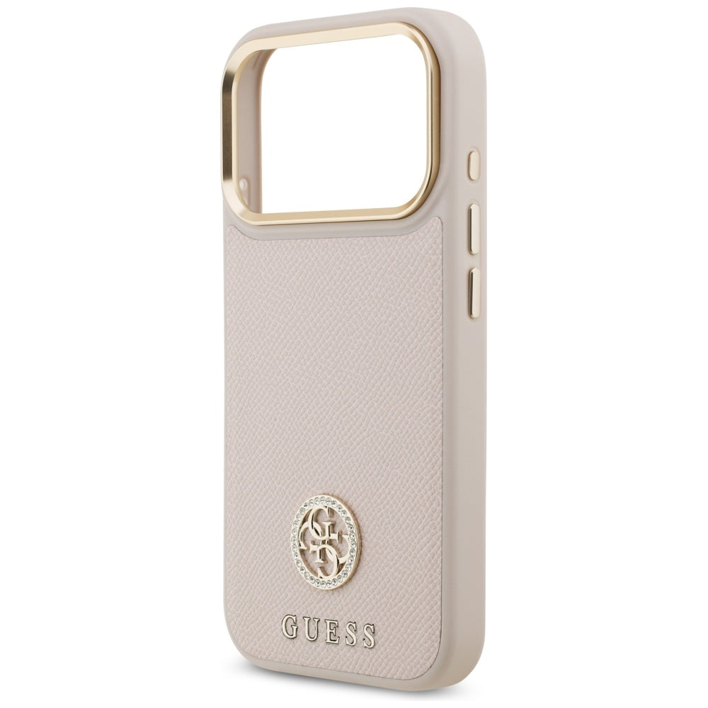Guess Grained Strass Logo MagSafe-hylster til iPhone 17 Pro - pink