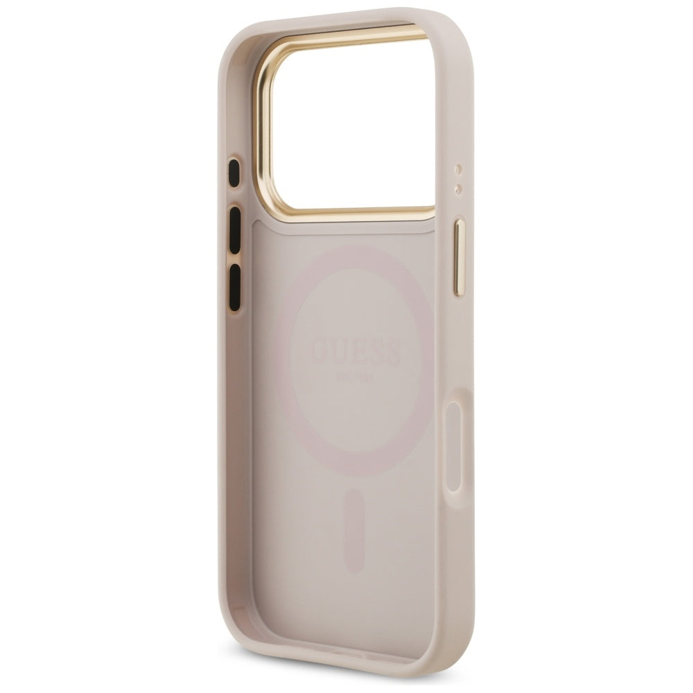 Guess Grained Strass Logo MagSafe-hylster til iPhone 17 Pro - pink