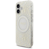 Guess IML Flowers Electro Pearl Strap MagSafe case for iPhone 17 - white