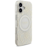Guess IML Flowers Electro Pearl Strap MagSafe case for iPhone 17 - white