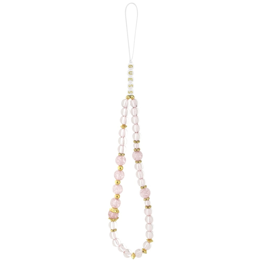 Guess IML Flowers Pearl Strap MagSafe Case til iPhone 17 Pro - Pink