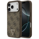 Guess læder 4G Triangle Strass MagSafe Case til iPhone 17 Pro - Brown