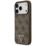 Guess læder 4G Triangle Strass MagSafe Case til iPhone 17 Pro - Brown