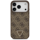 Guess læder 4G Triangle Strass MagSafe Case til iPhone 17 Pro - Brown