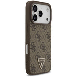 Guess læder 4G Triangle Strass MagSafe Case til iPhone 17 Pro - Brown