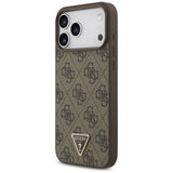 Guess læder 4G Triangle Strass MagSafe Case til iPhone 17 Pro Max - Brunt