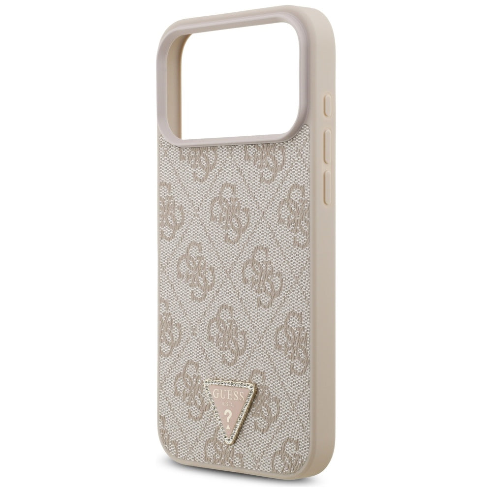 Guess læder 4G Triangle Strass MagSafe Case til iPhone 17 Pro Max - Pink
