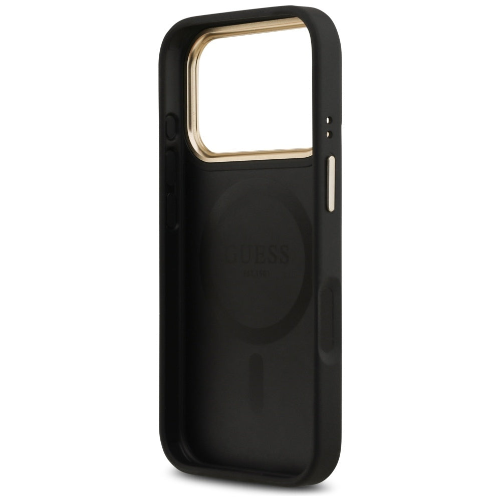 Guess Peony Hot Stamp MagSafe Case for iPhone 17 Pro - Black