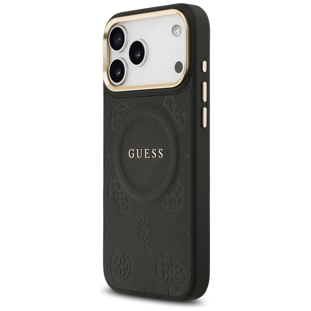 Guess Peony Hot Stamp MagSafe Case til iPhone 17 Pro Max - sort