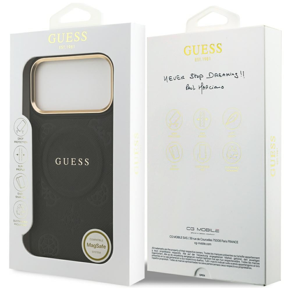 Guess Peony Hot Stamp MagSafe Case til iPhone 17 Pro Max - sort