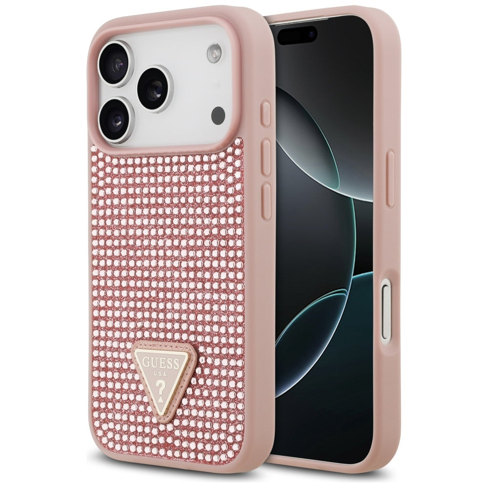 Gæt Rhinestone Triangle Logo iPhone 17 Pro Case - Pink