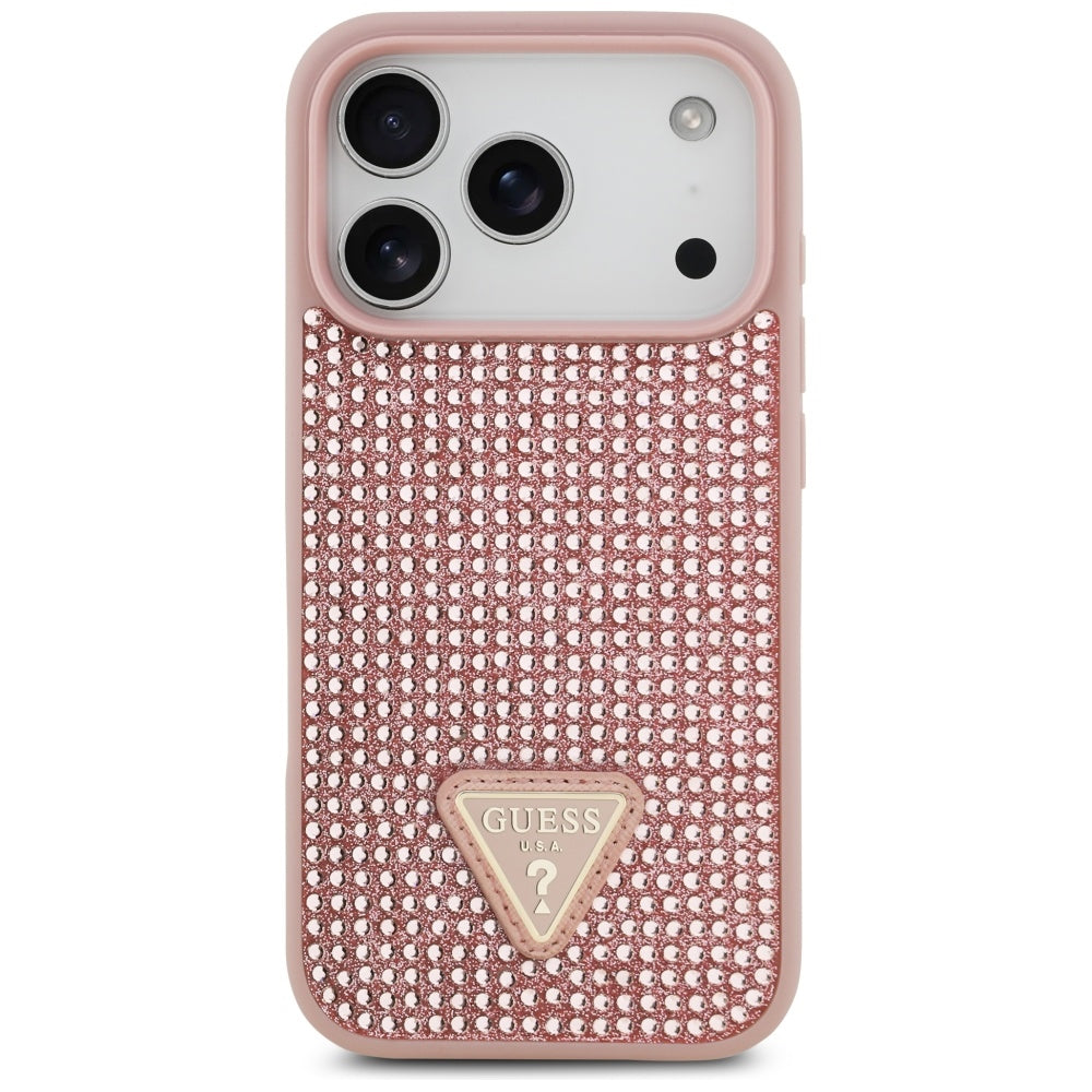 Gæt Rhinestone Triangle Logo iPhone 17 Pro Case - Pink
