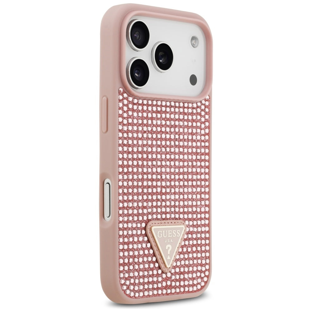 Gæt Rhinestone Triangle Logo iPhone 17 Pro Case - Pink