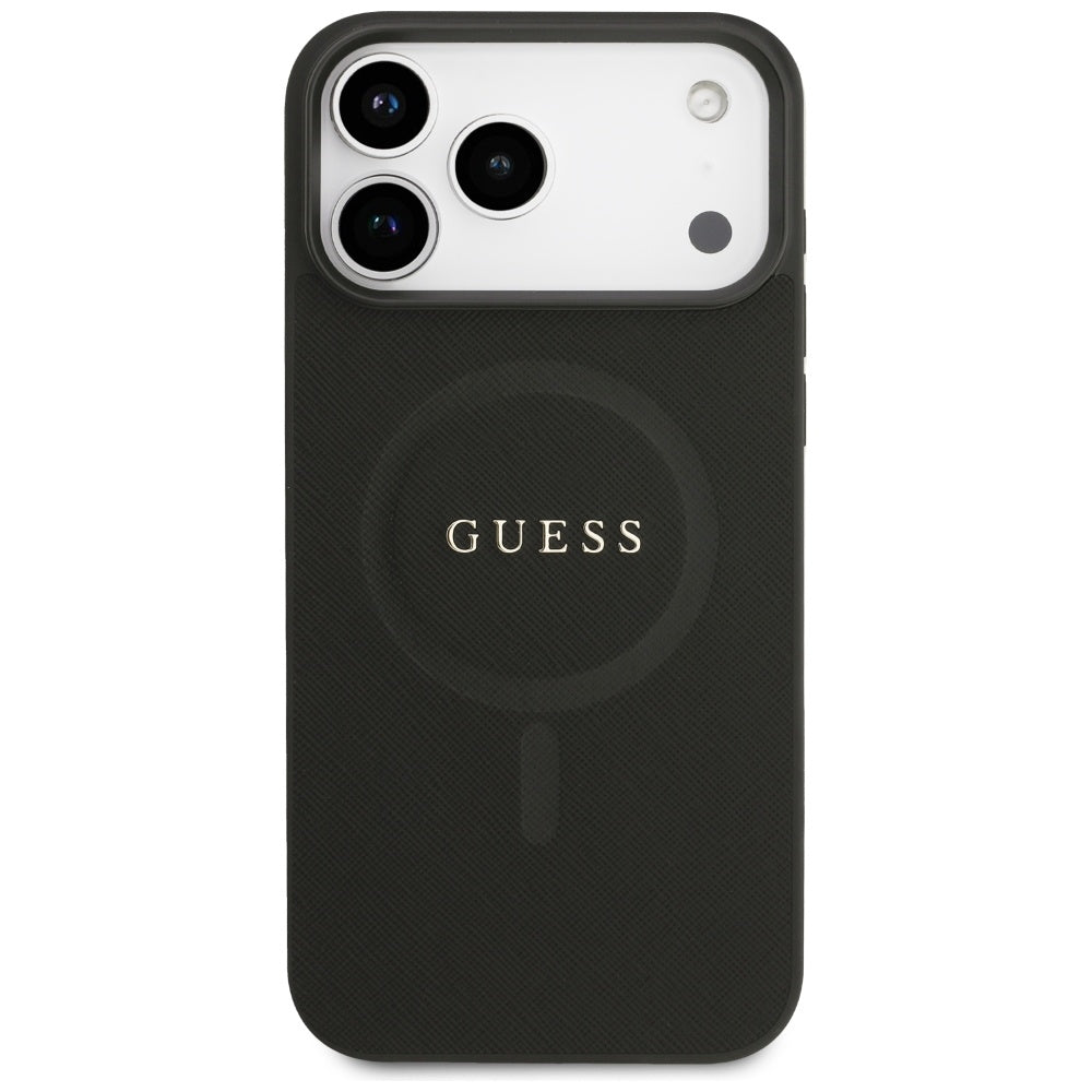 Guess Saffiano Classic Logo MagSafe Case til iPhone 17 Pro Max - sort