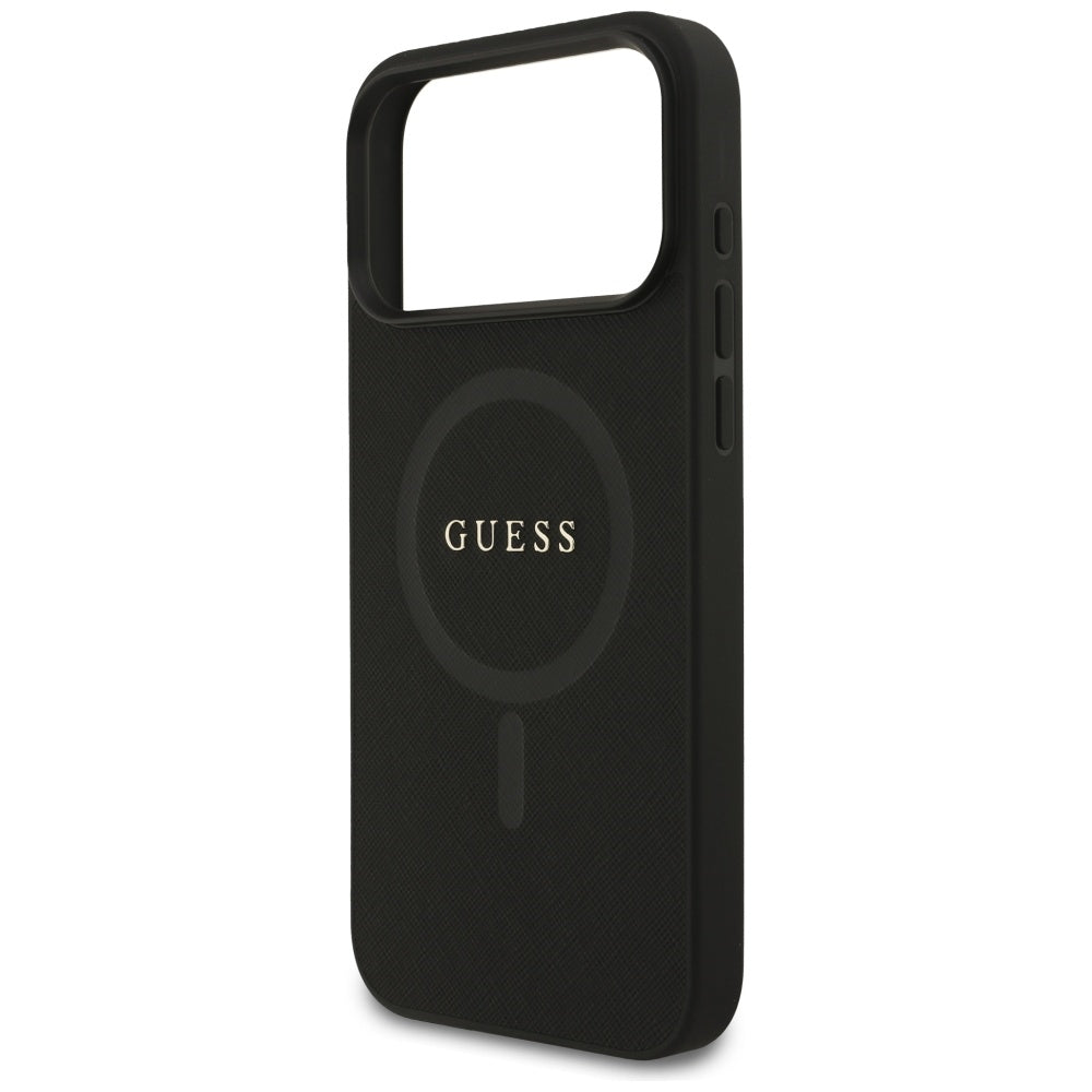 Guess Saffiano Classic Logo MagSafe Case til iPhone 17 Pro Max - sort