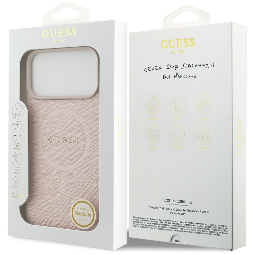 Guess Saffiano Classic Logo MagSafe Case til iPhone 17 Pro Max - Pink