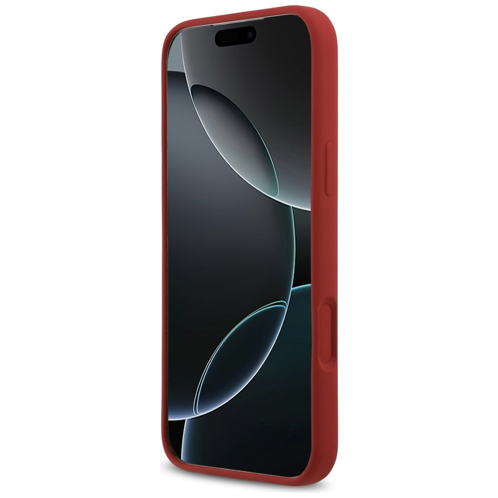 Guess Silicone Script Metal Logo MagSafe Case til iPhone 17 Pro Max - Rød